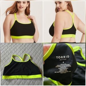 Torrid Active Sports Bra Mesh neon trim Size 4